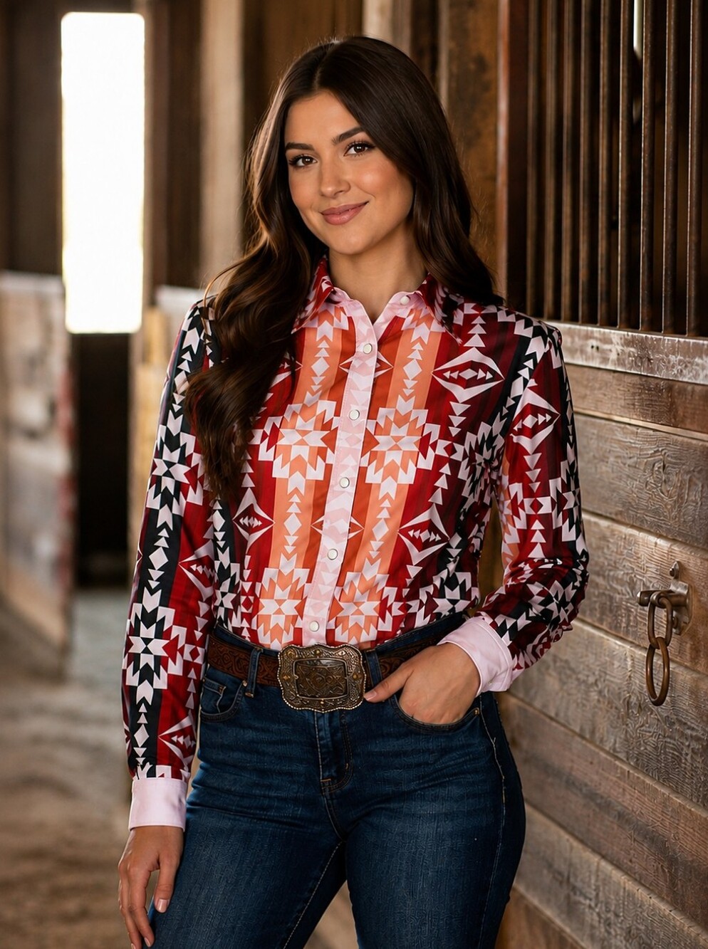 RANCH DRESS'N Fallon Taylor "Sheridan" Performance Rodeo Cowgirl shirt sz Medium